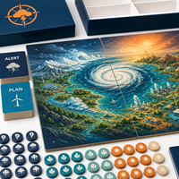 Jeu de société coopératif personnalisé de sauvetage climatique, en carton modulaire couleur, avec emballage recyclable, pour 6 joueurs