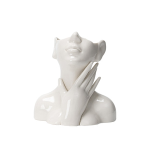 Ornamento di arte del corpo bianco <span class=keywords><strong>con</strong></span> supporto del viso <span class=keywords><strong>vaso</strong></span> in ceramica creativo per la decorazione della casa - Product Image 6
