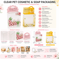 Boîte d'emballage personnalisée transparente en PET pour savon cosmétique, écologique, recyclable, imprimée, à suspendre, pour cadeau, présentoir de beauté pour la vente au détail