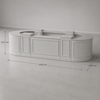 Comptoir de bar circulaire modulaire moderne blanc en contreplaqué robuste pour événements extérieurs, centres commerciaux, mariages et restauration commerciale