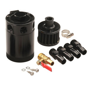 Siyah alüminyum şaşkın kütük rezervuar yağ yakalama Can havalandırma tankı 3 Port hava filtresi yağ tahliye vanası fiş yağ toplama tankı Can - Product Image 1
