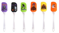Spatule en silicone d'Halloween, manche en plastique transparent, imprimé citrouille, fantôme, sorcière, résistante à la chaleur, pour mélanger les gâteaux