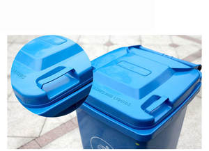 Poubelle industrielle extérieure en plastique de 70L/100L/120L 240 360 660 1100 litres, poubelle à ordures, poubelle à déchets, roues, beige, écologique - Product Image 2