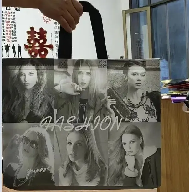 Promosyon özel OEM için özel Logo baskı lamine Tote alışveriş kullanımlık geri dönüşümlü dokusuz çanta hediye alışveriş çantası