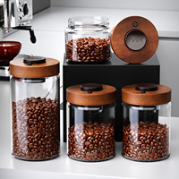 Contenants de rangement pour la cuisine : bocaux en verre avec couvercles en bois, qualité alimentaire, anti-odeurs, hermétiques, pour épices et grains de café, vente en gros