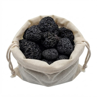 Sachet de pierres volcaniques naturelles à faible MOQ dans un sac en coton et lin avec cordon de serrage, diffuseur d'arômes pour voiture et maison, désodorisant