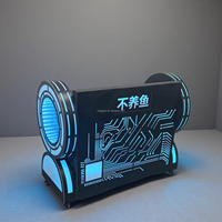 Console de DJ futuriste avec motif de circuit cyberpunk, LED RGB, effet miroir infini, logo personnalisé, table de DJ illuminée