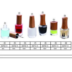 unique hd wood square glass nail polish brush lid bottles