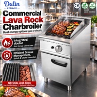 Grill au gaz commercial avec pierre de lave et armoire de rangement, barbecue au gaz pour restaurants, cuisines, hôtels et services de traiteur