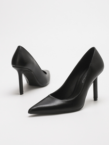 Black PU Square Toe Pumps Square Heel Slip-On Formal <b>Shoes</b> <b>Bow</b> Decor EVA Midsole Rubber Outsole All Seasons - Product Image 2