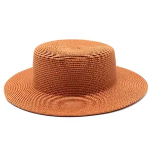 Шляпа от солнца для женщин, Соломенная Панама с плоским верхом, круглая, лето