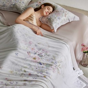 100% Lenzing Tencel Printed Summer Quilt Set 4 Pieces Cooling Princess Style Reactive Dyeing Hand Wash Spring 2026 - Product Image 1