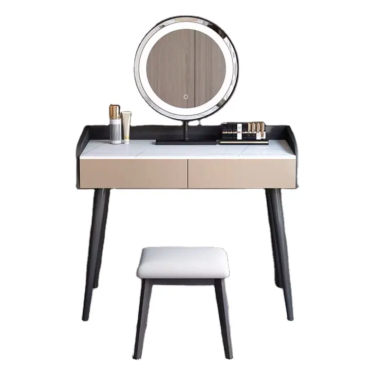 Home Hotel Office Furniture White Marble Plate Dresser Make-up Vanity Dressing Table With Drawer