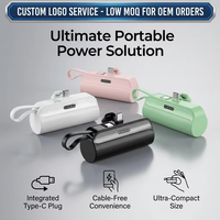Batterie externe compacte à chargement rapide, directement de l'usine, avec prise Type-C intégrée, cordon de transport, chargeur d'urgence portable, logo personnalisé, vente en gros