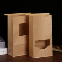 Sac en papier kraft et fil de fer scellé avec fenêtre pour noix, snacks, produits secs, pain grillé, sac en papier imprimé