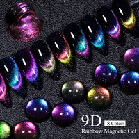 Vernis Gel UV Œil de Chat MSRUIOO 8ML Multicolore Magnétique Soak-Off UV/LED Effet Caméléon Holographique pour Nail Art DIY Salon & Usage Domestique