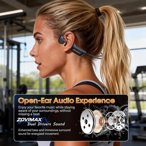 Auriculares de Conducción Ósea ZOVIMAX L6 para Deportes, con Doble Controlador 6.0, Resistentes al Agua IPX7, Pantalla LED, 12 Horas de Batería, 10M - Product Image 2