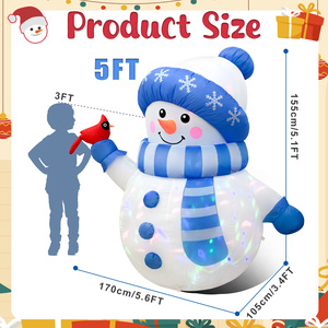 Vente flash : Bonhomme de neige gonflable de Noël de 1,80 m avec longues jambes, éclairage LED, bonhomme de neige gonflable tenant une <span class=keywords><strong>couronne</strong></span> pour jardin extérieur - Product Image 2