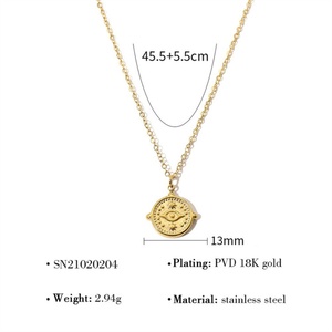 Collares de Gargantilla con Colgante Redondo de Acero Inoxidable Chapado en Oro, Accesorios Delicados al por Mayor para Mujer - Product Image 6