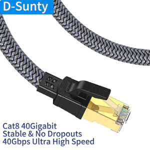 D-Sunty Flat Cat8 STP Ethernet <b>Cable</b> Solid BC Conductor High Speed PVC Knitted <b>RJ45</b> Patch Cord Customized Network <b>Cable</b> Roll - Product Image 1