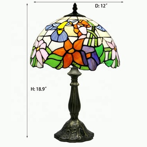 LongHuiJing 12 Inch European Mediterranean Stained Glass LED Eco-Friendly Dome Table Lamp AC Multicolored Reading <b>Light</b> Living - Product Image 5