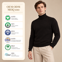 Pull à col roulé pour homme personnalisé, en cachemire uni, style Old Money