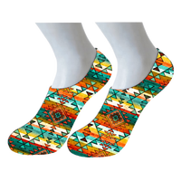 Kaos Kaki Wanita Motif Aztec Kepala Sapi Bunga Matahari Desain Kustom Grosir