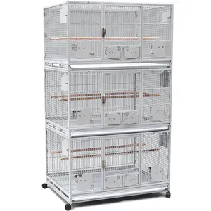 Cage à oiseaux en fer forgé avec support roulant pour perroquets Conure Inséparable Cockatiel Pigeon Cages qui peuvent être empilées