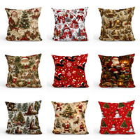 Housse de coussin de Noël décorative avec motifs de la Nativité, du Père Noël, du cerf, du gnome et du village enneigé, pour la décoration de la maison en fêtes