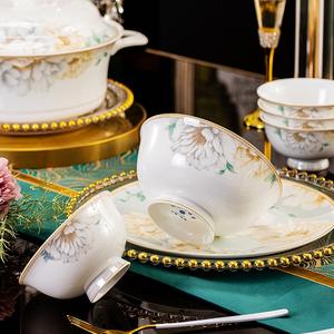 Vajilla de Cerámica Jingdezhen 2024, Juego de Platos y Tazones, Estilo Chino Nuevo, Flores de Alta Gama, Desechable, Regalo <span class=keywords><strong>para</strong></span> el Hogar y Venta al por Mayor - Product Image 4