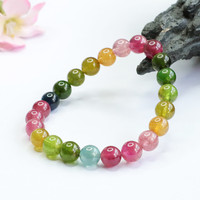 Bracelet en tourmaline Ximang Ximang, cristal coloré du Brésil ancien, 8 mm, pour diffusion en direct S2081604