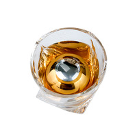 Ensemble de bar à whisky de luxe écologique glaçon rond en acier inoxydable pierre à whisky réutilisable boule de glace élégante