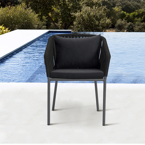 Commercial Modern Black <strong>Stackable</strong> Front Porch Yard Patio Restaurant Furniture Outdoor <strong>Garden</strong> Cafe Aluminum Dining Rope <strong>Chairs</strong> - Product Image 1