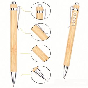 Juego de Bolígrafos Retráctiles de Bambú Personalizados y Duraderos, Impresión UV, Tinta Negra de 1 mm con Recambios, para Escribir en el Diario y Regalos - Product Image 2