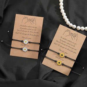 Pulsera con Dijes de Girasol de la Amistad, Joyería para Pedir un Deseo, Eres Mi Sol, Promesa de la Pequeña Mano, Pulseras de Pareja con Dijes de Margarita - Product Image 4