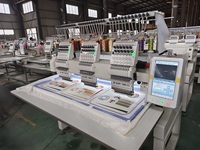 Machine à broder informatisée à grande vitesse Multi têtes 3 têtes 9/12/15 aiguilles Machine à broder automatique à capuchon plat