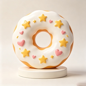 Escultura <span class=keywords><strong>de</strong></span> Donut con Estrella y Corazón F163, Pieza Decorativa Romántica <span class=keywords><strong>de</strong></span> FRP con Acabado Brillante, Base Portátil, Soporte para Prototipado Rápido - Product Image 1