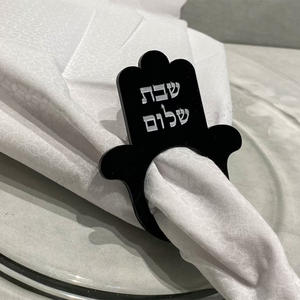 हैमसा हाथ का सजावट शलम नैपकिन धारक शेब्बैट टेबल डेकोर एक्रिलिक नैपकिन रिंग - Product Image 4