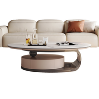 Ensemble table basse ovale en marbre de luxe moderne en acier inoxydable avec rangement design élégant maison salon canapé centre meubles décor