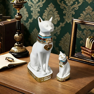 Statuetta di Gatto Egiziano Esotico Ecologica Marca HAOXUAN per Soggiorno e Ingresso, Artigianato in Resina, Divinità Felina Egizia - Product Image 3