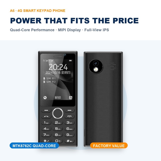 4G LTE Keypad Feature Phone Dual SIM Quad Core HD Display IPS English Full View Small Button Smartphone for Business Backup
