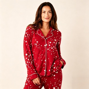 Family <b>Matching</b> Pajamas Set <b>Long</b> Sleeve Flannel Winter Sleepwear Cozy Shining Star Printed Custom Design Christmas Pajamas Set - Product Image 5