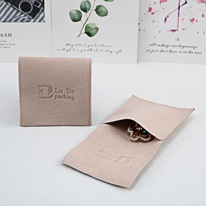Custom logo Embossed Luxury Microfiber Jewelry Packaging Pouch with Insert Pad Velvet Bags Jewelry for Rings Necklace Display - Product Image 5