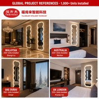Miroir mural pleine longueur Fullkenlight sans cadre, forme ondulée, rétroéclairé par LED, avec commande tactile