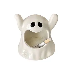 Halloween ornaments vintage ceramic cigar ash tray home decor cute white ghost ashtray