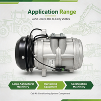 Compresseur de climatisation RE12513 6E171 12V avec embrayage à 1 rainure pour tracteur agricole et moissonneuse-batteuse