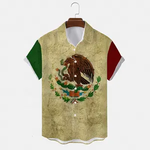 Tactical Mexico Digital Printed Summer Sublimation Polo Shirts For Men Hawaiian Style Customizable Logo And Single Packaged