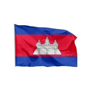 판촉 맞춤형 인쇄 폴리에스터 100D 캄보디아 국가 국기