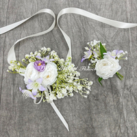 Corsage de poignet en soie de luxe pour mariée et demoiselle d'honneur, fleur de mariage élégante, bracelet, décoration de fête nuptiale, bracelet floral personnalisé pour sœur