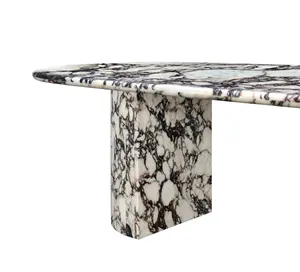 SHIHUI, gran oferta, mármol, vena púrpura, piedra italiana de lujo, mesa de cocina interior, forma ovalada, mesa de comedor de mármol para Viola Calacatta